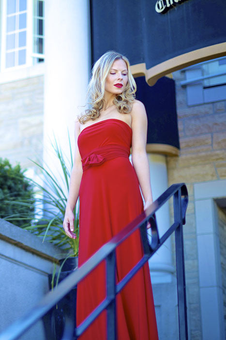 Convertible Holiday Maxi Dress - Worn off shoulder style