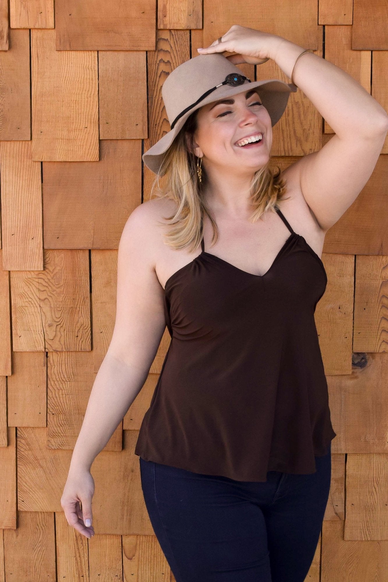 Evermore Peasant Top in Espresso