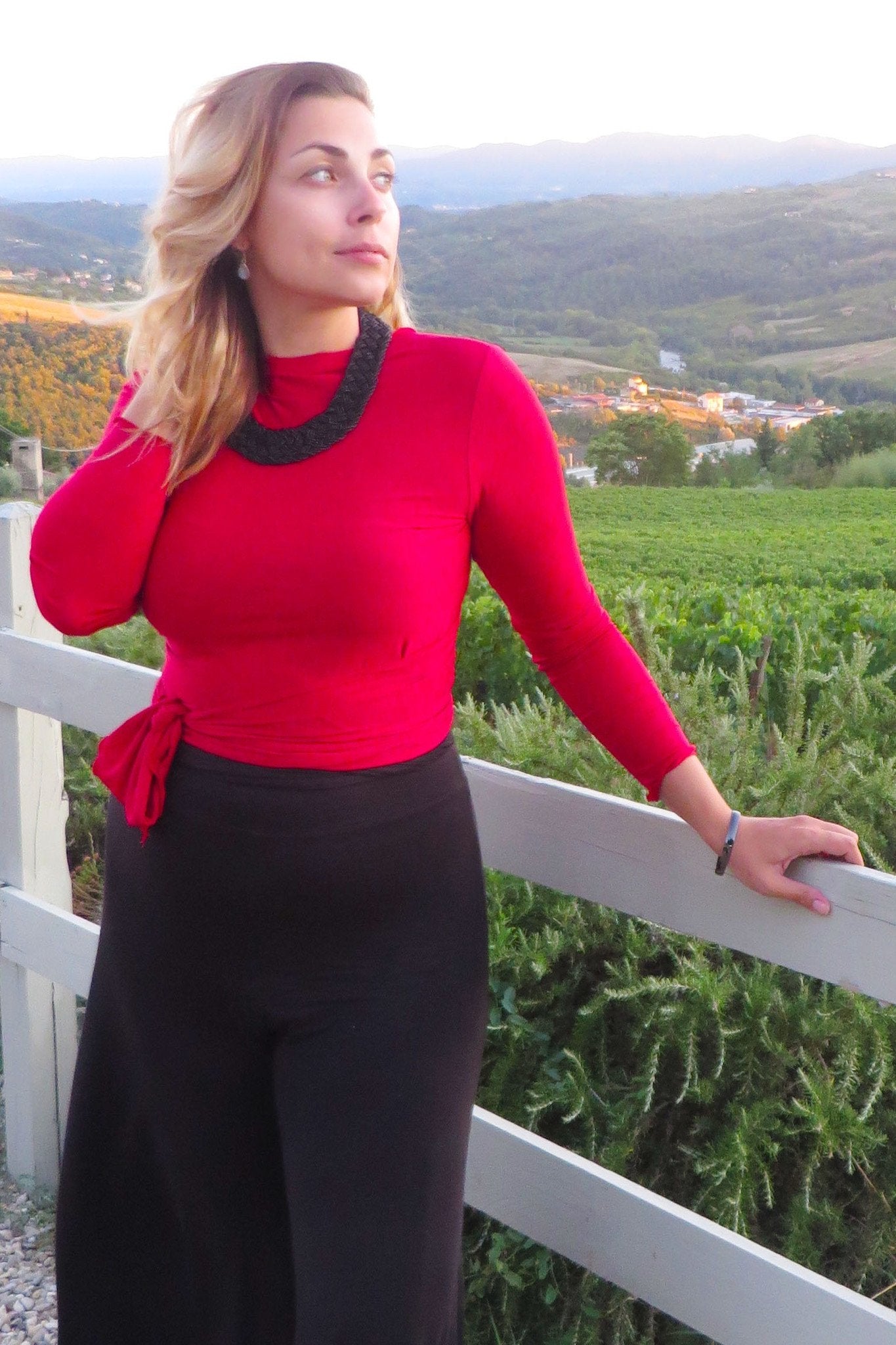 Diane Kroe Wrap Top in Spa worn cardigan style